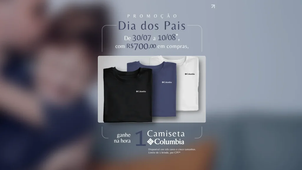 promoção dia dos pais shopping morumbi camiseta columbia